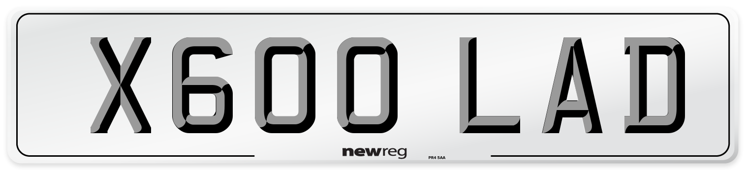 X600 LAD Number Plate from New Reg